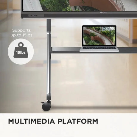 ViewSonic VB-STND-009 Slim Mobile Cart Stand, Grey, Manual Height Adjustment, 400x400 to 1000x600mm VESA, 4" 360° Lockable Casters for 55"-105" Displays up to 265lbs TV & Monitor Mounts ViewSonic