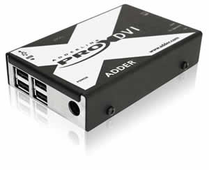 AdderLink X-DVIPRO-US - Single-Link DVI USB KVM Extender for High-Resolution Video over CATx up to 220ft