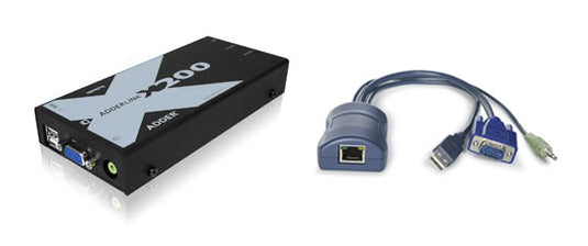 AdderLink X200 - Fully Featured USB KVM Extender with Audio for Dual-Computer Control over CATx up to 650ft