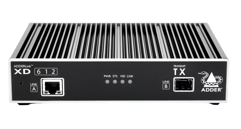 AdderLink XD612P-DP-US - PoE Dual-Head 4K DisplayPort KVM Extender Pair for Lossless Multi-Monitor Extension