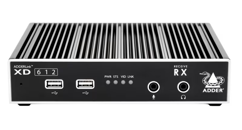 AdderLink XD612 - Dual-Head 4K DisplayPort KVM Extender for Lossless Multi-Monitor Video over CATx or Fiber