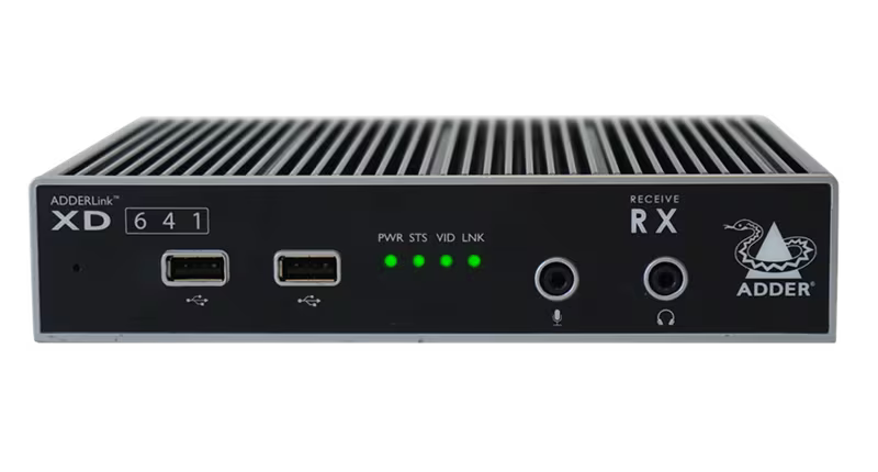 AdderLink XD641 - Single-Head 4K60 DisplayPort KVM Extender for Lossless Video and USB over CATx or Fiber