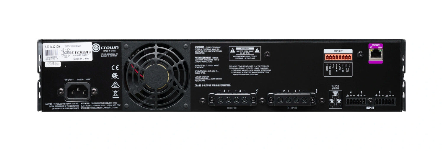 Crown CDi4x300 – 4-Channel 300W CDi DriveCore Power Amplifier - rear
