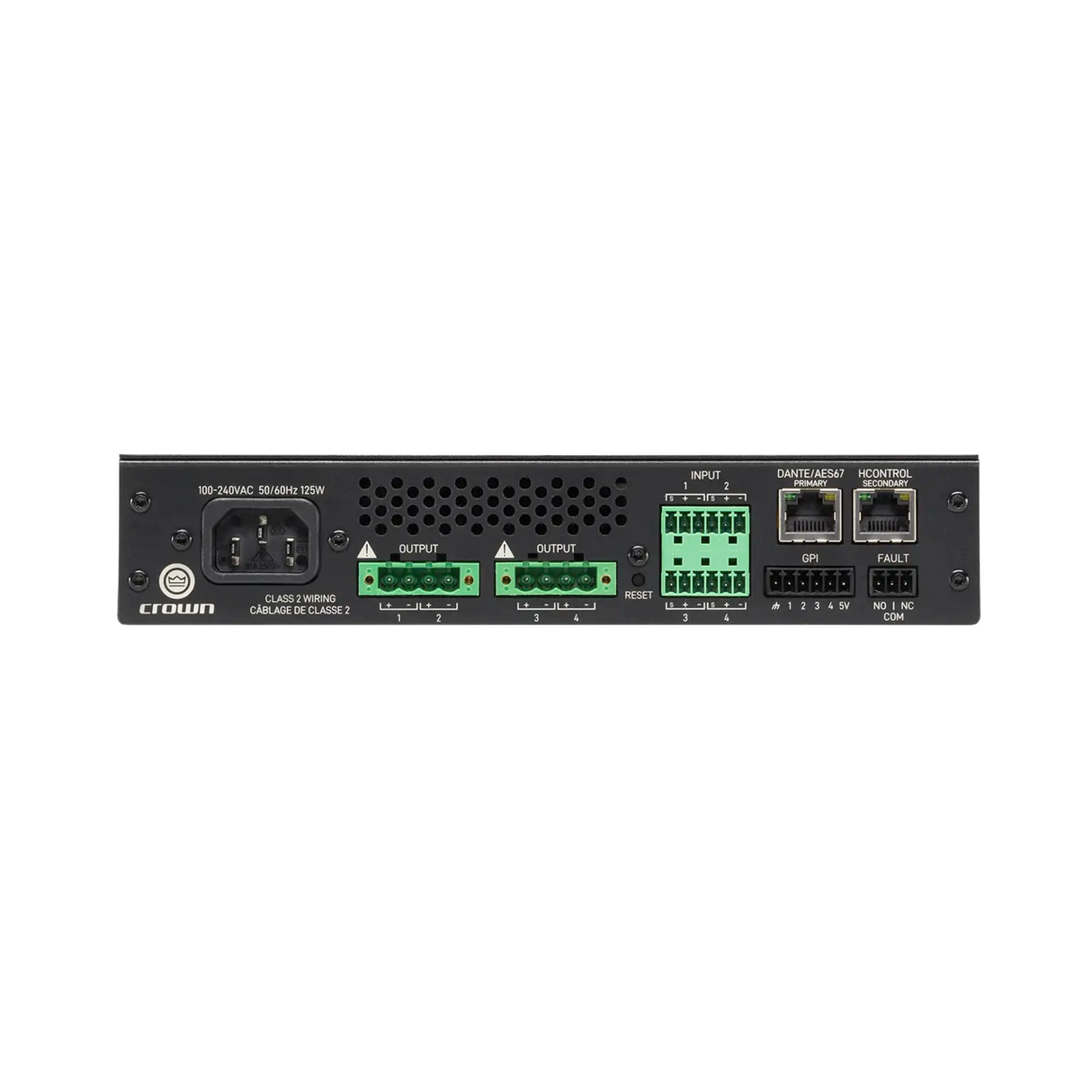 Crown CTD-4125 – 4-Channel 125W Dante Installed Amplifier - rear