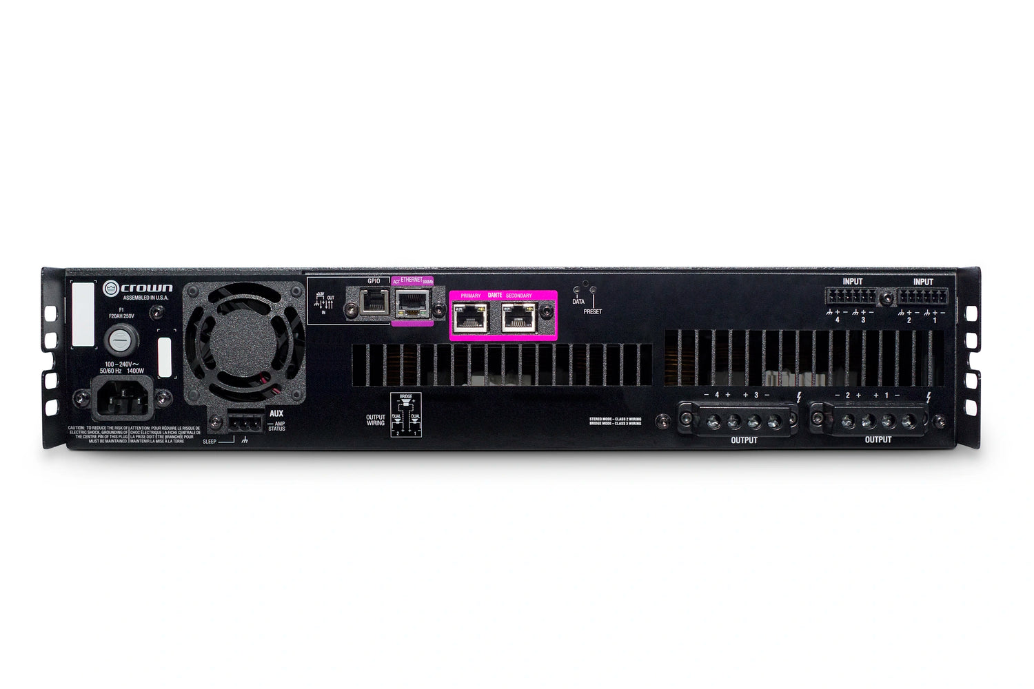 Crown DCI4X600DA – 4-Channel 600W Dante DriveCore Install Amplifier - rear