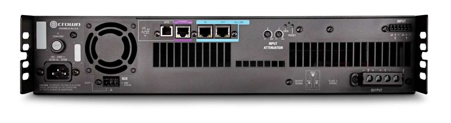 Crown DCI2X300N – 2-Channel 300W Network DriveCore Install Amplifier - rear panel