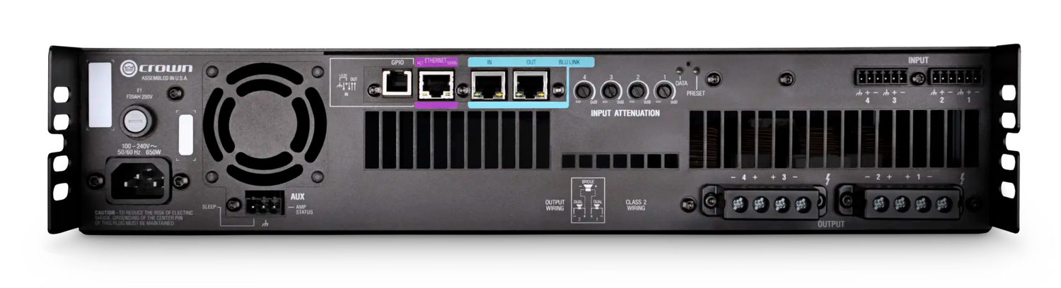 Crown DCI4X600N – 4-Channel 600W Network DriveCore Install Amplifier - rear panel