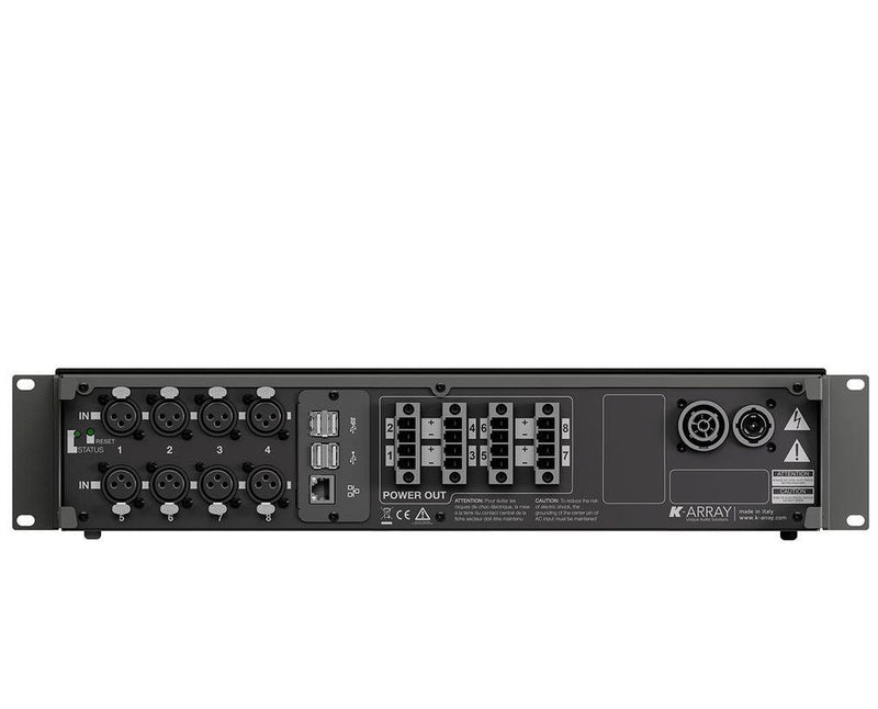 K-Array Kommander KA208LIVE Class D, 8ch 2U-rack amplifier with DSP, remote control and Live connectors (8x2500W @ 4 Ω)