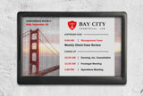 EPS 74 ePaper sign displaying room schedule and booking status