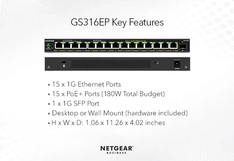 Netgear GS316EP-100NAS Networking Netgear