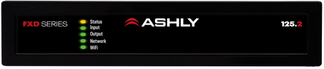 ASHLY FXD125.2 1/2RU Compact 2-Ch Power Amp with DSP/Dante, 2 x 125W @ 4/8 Ohms, 1 x 250W BR @ 70V, mounting kit option Amplifiers Ashly
