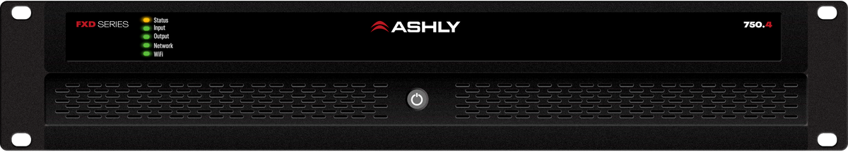 ASHLY FXD750.4 4-Ch Power Amp with DSP/Dante, 4 x 750W @ 2/4 Ohms, 375W @ 8 Ohms 1 x 1500W BR @ 70V, 2U Amplifiers Ashly