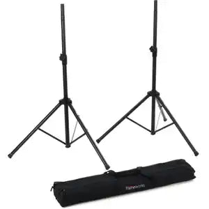 QSC CP12 Powered Speaker Pair with Stands and Cables - Bundle
