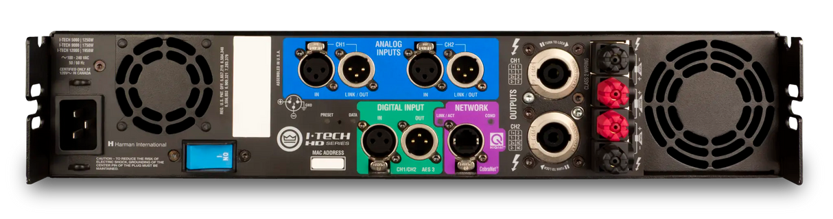 Crown I-Tech IT9000HD – 2-Channel 3500W DSP Power Amplifier - rear panel