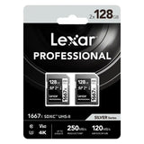 Lexar SILVER Series Professional 1667x 128GB UHS-II SDXC Memory Card, 2-Pack