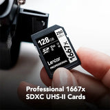Lexar SILVER Series Professional 1667x 128GB UHS-II SDXC Memory Card, 2-Pack