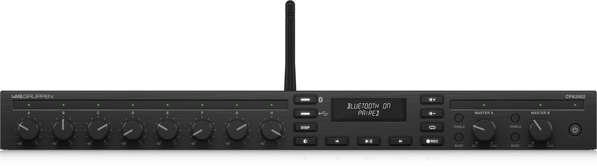 Lab Gruppen CPA2402 2 x 240 Watt Commercial Mixer Amplifier with 8 Inputs, Bluetooth Streaming, USB Media Player - Creation Networks
