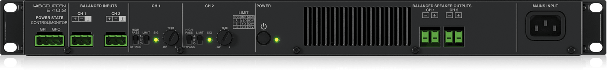 Lab Gruppen E 40:2 4,000 Watt Amplifier with 2 Flexible Output Channels for Installation Applications Creation Networks