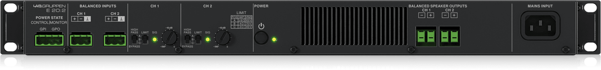 Lab Gruppen E 20:2 2,000 Watt Amplifier with 2 Flexible Output Channels for Installation Applications Creation Networks