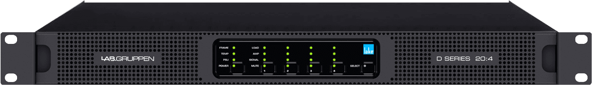 Lab Gruppen D SERIES LAKE D 20:4L 2000W Amplifier with 4 Flexible Output-Channels, Lake Digital Signal Processing and Digital Audio Networking for Installation Applications Creation Networks