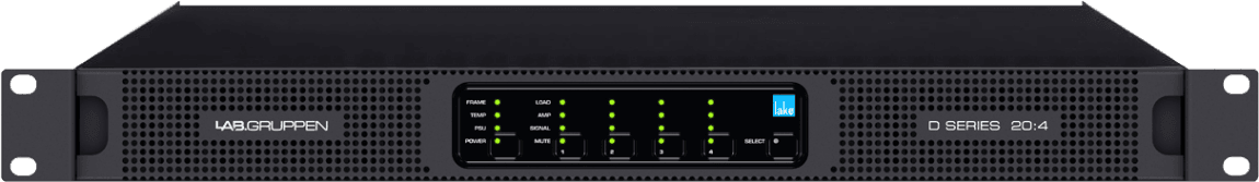 Lab Gruppen D SERIES LAKE D 20:4L 2000W Amplifier with 4 Flexible Output-Channels, Lake Digital Signal Processing and Digital Audio Networking for Installation Applications Creation Networks