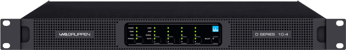 Lab Gruppen D SERIES D 10:4L 1000W Amplifier with 4 Flexible Output-Channels, Lake Digital Signal Processing and Digital Audio Networking for Installation Applications Creation Networks