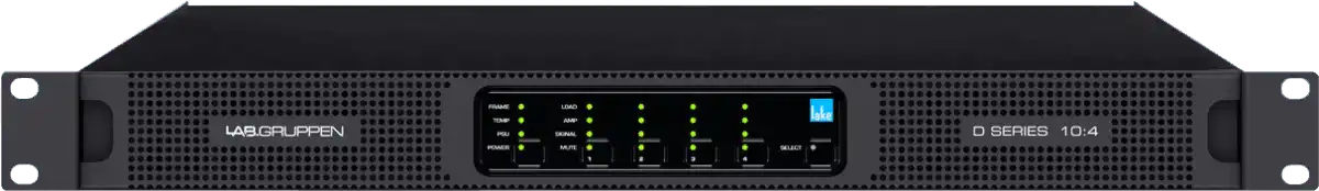 Lab Gruppen D SERIES LAKE D 10:4L 1000W Amplifier with 4 Flexible Output-Channels, Lake Digital Signal Processing and Digital Audio Networking for Installation Applications Audio Amplifiers Lab Gruppen