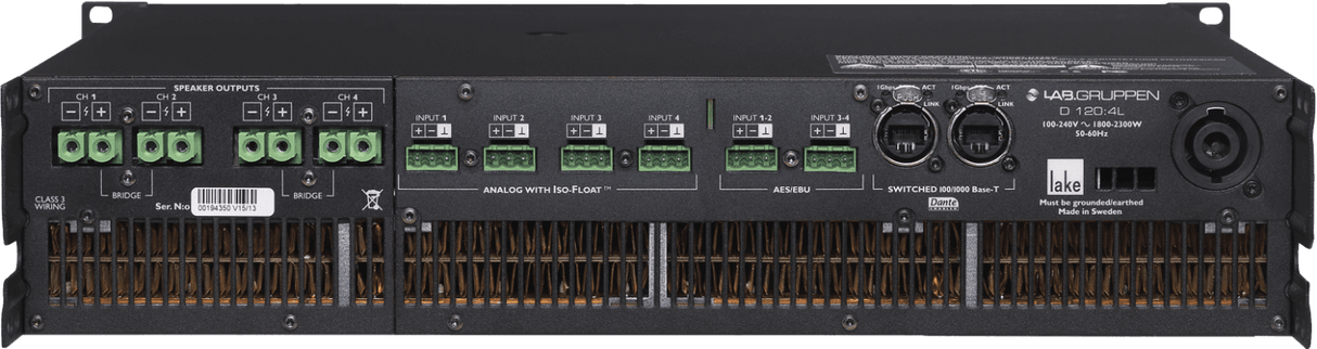 Lab Gruppen D SERIES LAKE D 120:4L 12,000W Amplifier with 4 Flexible Output-Channels, Lake Digital Signal Processing and Digital Audio Networking for Installation Applications Creation Networks
