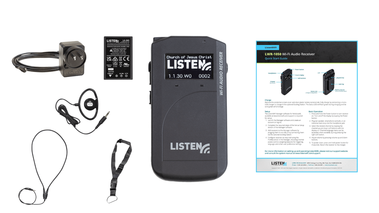 Listen Technologies LWR-1050-MH-P2 Meetinghouse Wi-Fi Audio Receiver Package 2