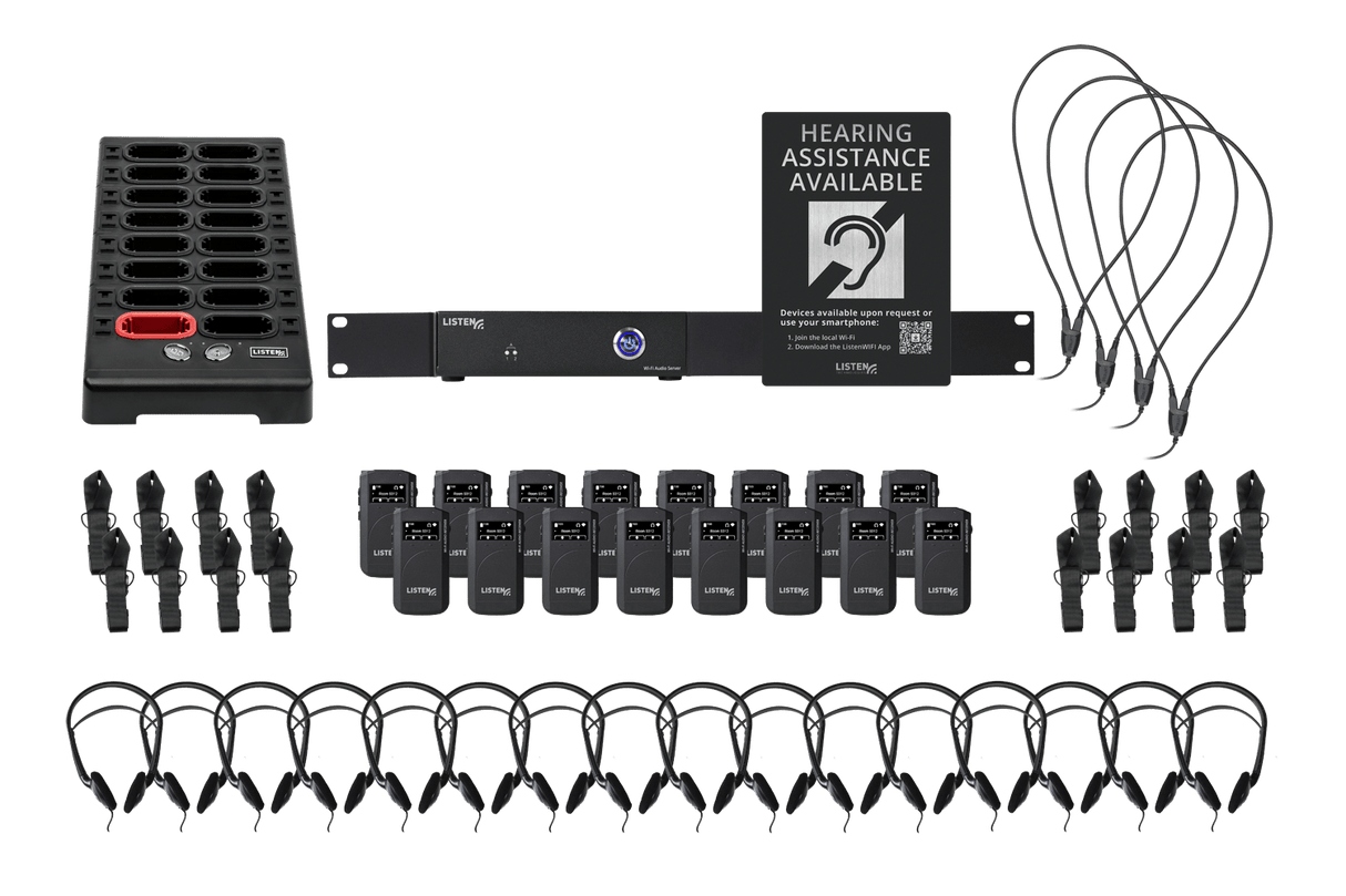Listen Technologies LWS-16B-W1 2-Channel Wi-Fi System with 16 Receivers