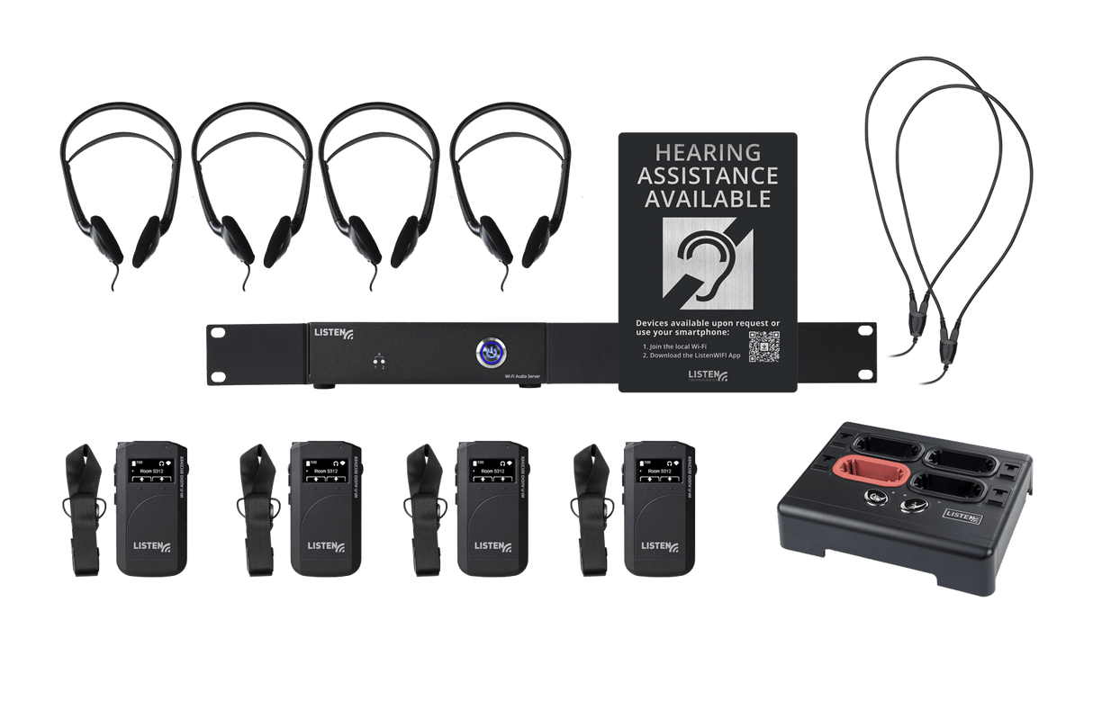 Listen Technologies LWS-04B-W1 2-Channel Wi-Fi System with 4 Receivers