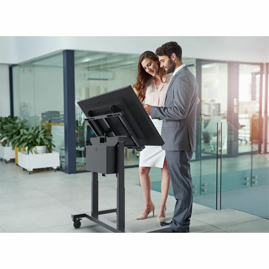 Peerless-AV SR598ML3T SmartMount Tabletop Cart lifestyle application with 55-80 inch display