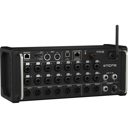 Midas MR18 18-Input Digital Mixer for iPad/Android Tablets with Wi-Fi and USB Audio Interface