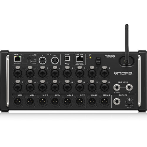 Midas MR18 18-Input Digital Mixer for iPad/Android Tablets with Wi-Fi and USB Audio Interface