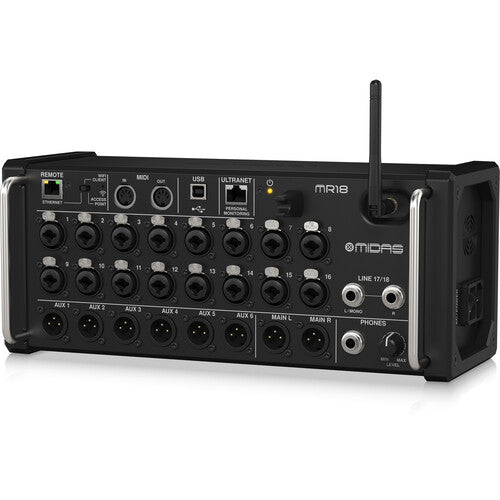 Midas MR18 18-Input Digital Mixer for iPad/Android Tablets with Wi-Fi and USB Audio Interface