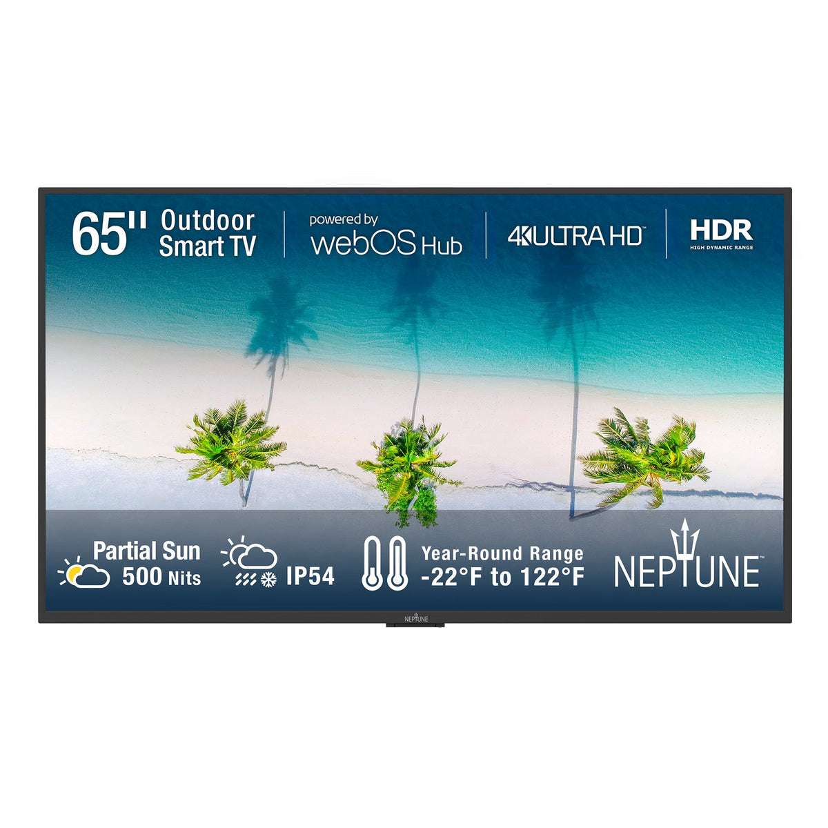 Peerless-AV WPTV653 Neptune 65 inch Partial Sun outdoor 4K HDR smart TV front view