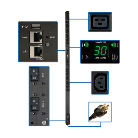 Eaton PDUMNV30HV2LX – 5.5kW Metered PDU, 42 Outlets Rack PDUs Eaton