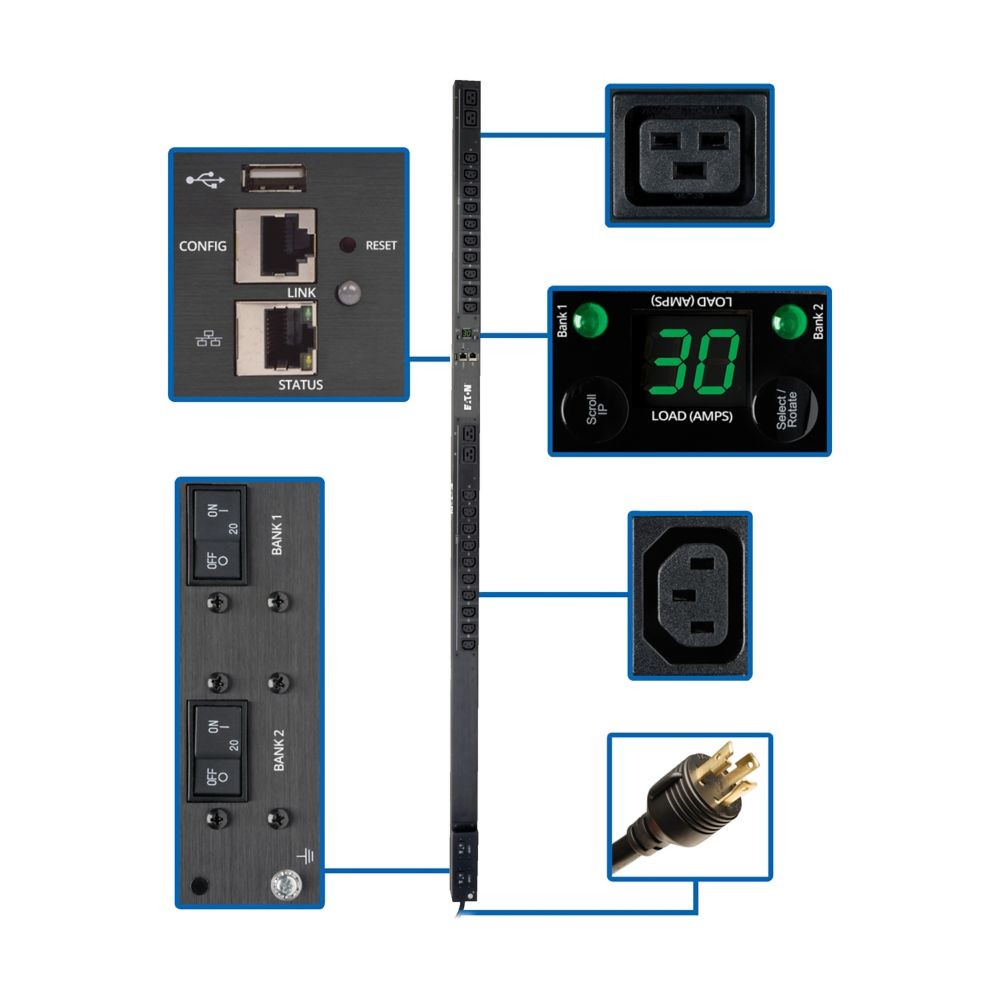 Eaton PDUMNV30HVLX – 5.5kW Metered PDU with LX Interface Rack PDUs Eaton