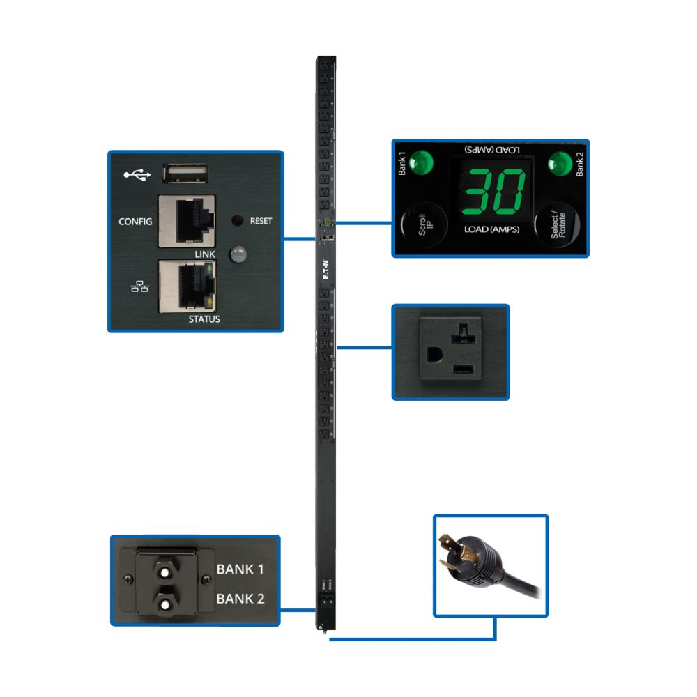 Eaton PDUMNV30LX – 0U Vertical Rack PDU, 24-Outlet Rack PDUs Eaton