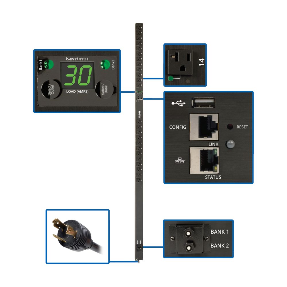 Eaton PDUMVR30NETLX – 0U Vertical Switched PDU, 120V Rack PDUs Eaton