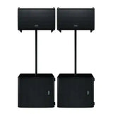 QSC LA112 2,400W 12-inch Active Line Array Speaker and LS118 4000W 18 inch Powered Subwoofer Pole Mount System
