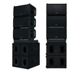 QSC Triple LA112 2,400W 12-inch Active Line Array Speaker and Dual KS212C Cardioid 3600W Dual 12 inch Powered Subwoofer Ground Stack System