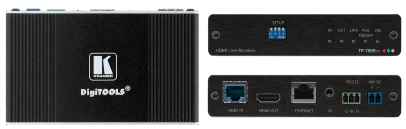 Kramer TP-789RXR 4K60 4:2:0 HDMI Bidirectional PoE Receiver with Ethernet, RS–232 & IR over Extended–Reach HDBaseT