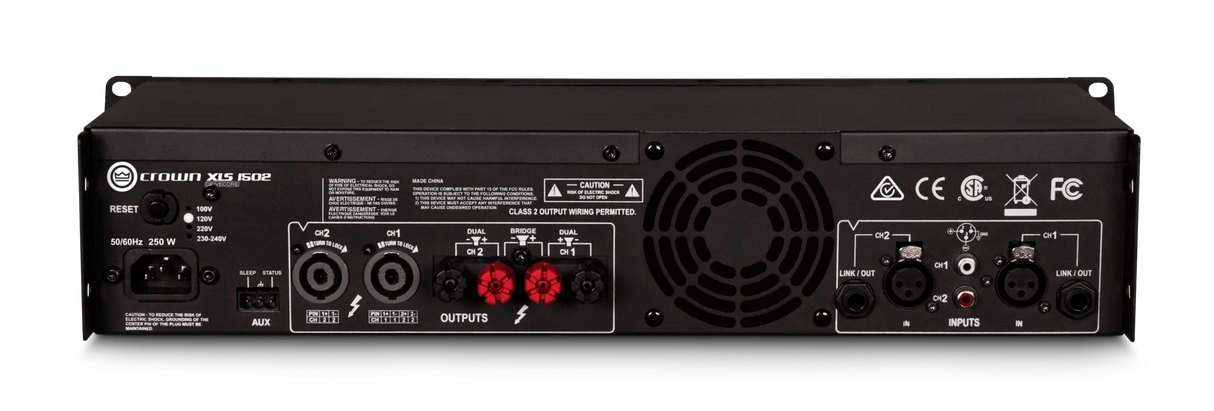 Crown XLS 1502 – 2-Channel 525W DriveCore Power Amplifier - rear