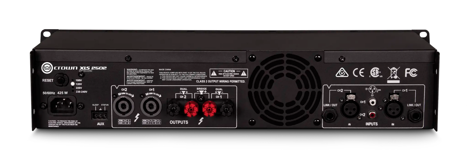Crown XLS 2502 – 2-Channel 775W DriveCore Power Amplifier - rear