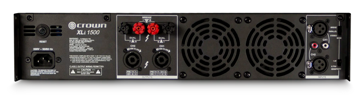 Crown XLi 1500 – 2-Channel 450W Power Amplifier - rear