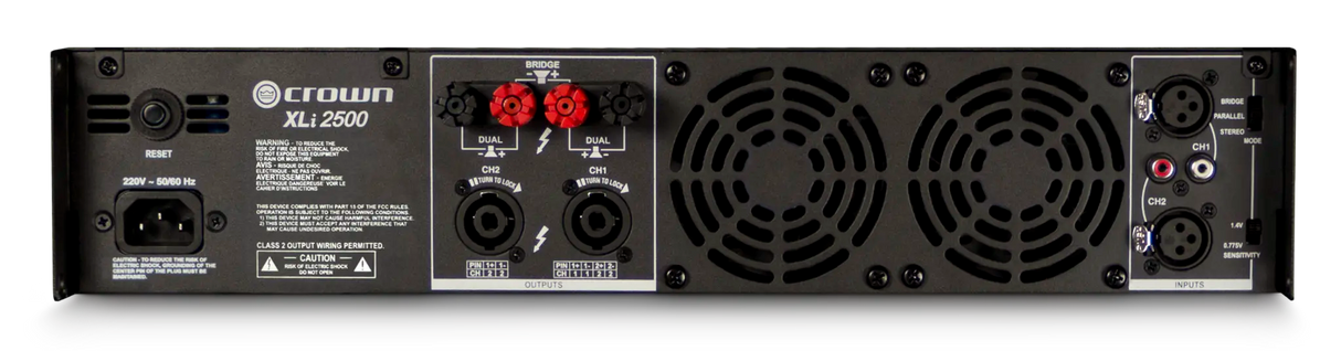 Crown XLi 2500 – 2-Channel 750W Power Amplifier - rear