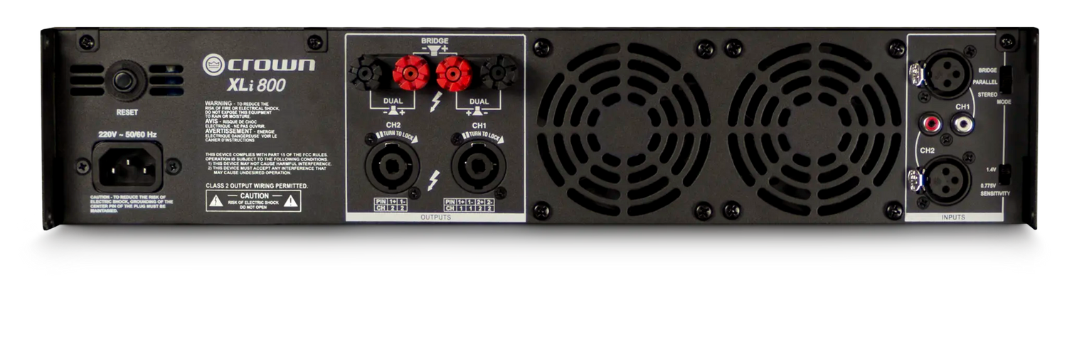 Crown XLi 800 – 2-Channel 300W Power Amplifier - rear