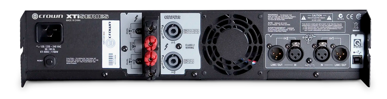 Crown XTi 6002 – 2-Channel 2100W Power Amplifier with DSP - rear