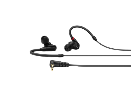 Sennheiser IE 100 PRO In-ear monitoring headphones, 10mm dynamic transducer, black. Includes 1.3m straight cable with 3.5mm jack, soft pouch, silicone ear adapters (S/M/L), foam ear adapters (M), 6.3mm adapter and cleaning tool In-Ear Monitors Sennheiser